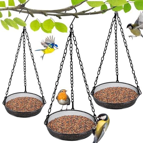 Bird Feeder, Hanging Bird Feeders for Outdoors Metal Mesh Birdfeeder Tray