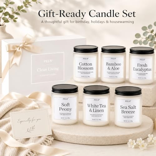 Scented Candles Gift Set, 6 Pack Clean Living Scented Candles