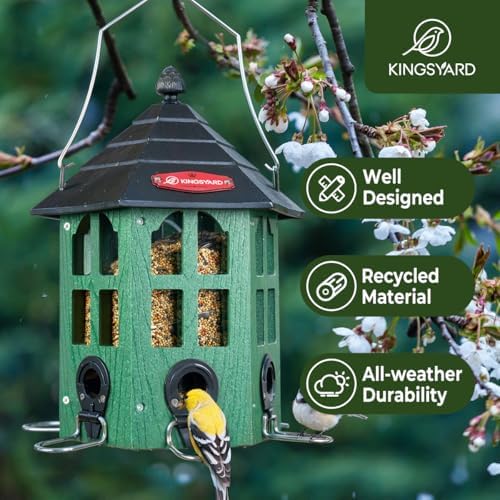 Kingsyard Hopper Bird Feeders for Outdoors Hanging, Squirrel-Proof