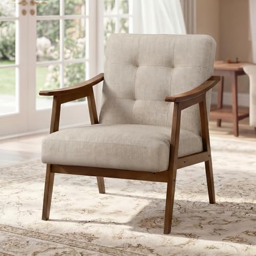 VASAGLE Accent Chair, PU Leather Armchair, Button Tufted, Thick Cushion