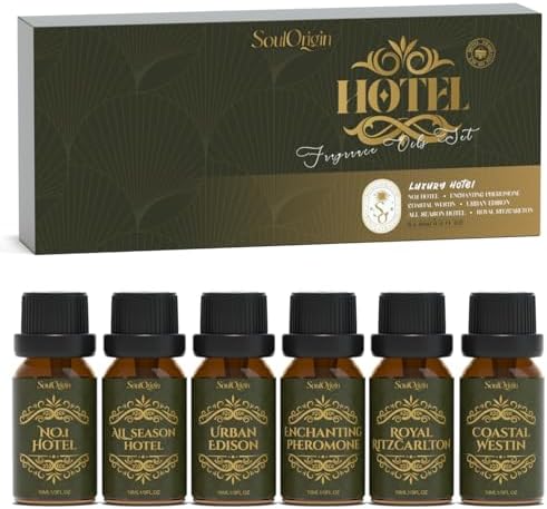 Soulorigin Hotel Diffuser Oils Gift Set, Hotel Collection Fragrance Oil, Luxury Scent Essential Oils Set for Diffuser Home, Inspired by The Four Season and More Scents, Gift for Women and Men