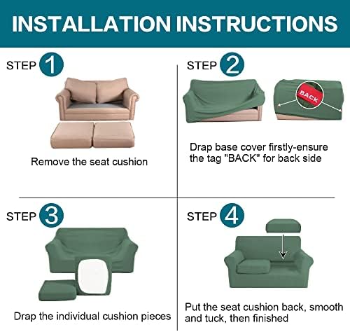 Turquoize 3 Piece Sofa Covers for 2 Cushion Couch Sofa Slipcover Soft Couch Cover for Dogs-Washable Sofa Furniture Covers with 2 Individual Cushion Covers (2 Cushion Sofa, Loden Frost)