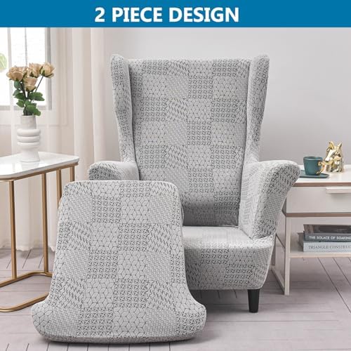 HZDHCLH Wingback Chair Slipcovers 2 Piece,Stretch Spandex Wingback Chair Covers for Living Room Armchair,Washalbe Sofa Slipovers