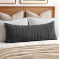MIULEE Lumbar Corduroy Throw Pillow Cover for Bed 14x36 Dark Grey