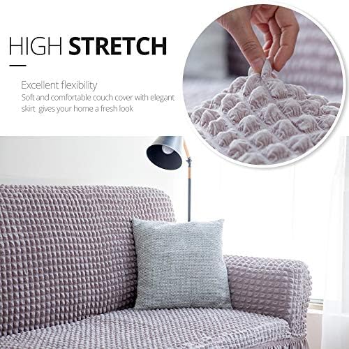 NICEEC Sofa Cover Lilac Gray Couch Cover Stretch Sofa Slipcover with Skirt