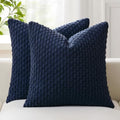 Kevin Textile Soft Corduroy 24x24 Inch Pillow Covers 2 Pack, Navy Blue