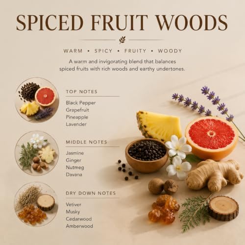 Airkeep Reed Diffuser Set,3.38 fl oz (100 ml) - Spiced Fruit Woods Oil Diffusers with 8 Reed Sticks, Home Fragrance Reed Diffuser for Bathroom Shelf Decor