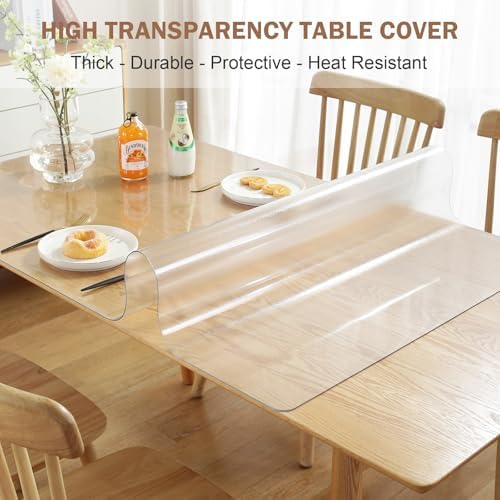 LovePads Frosted Table Cover Protector 48 x 60 in, 1.5mm Thick Plastic Mat
