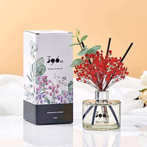 396 st. Preserved Baby's Breath Flower Reed Diffuser, White Musk, 200ml(6.7oz) / Reed Diffuser Sets, Home Fragrance, Scented Oils, Home & Bathroom Décor