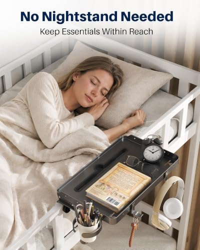 Foldable Bedside Shelf for Dorm Room Bunk Bed, Clip On Bed Tray