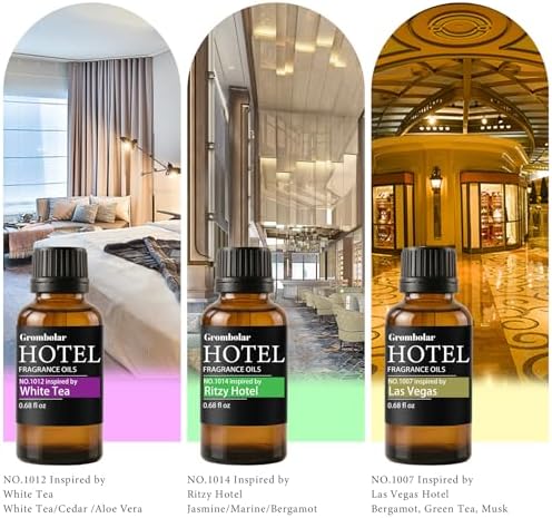 Essential Oil Gift Set, Hotel-Inspired Fragrance Oil Set, 6 Luxury Hotel Scents for Diffusers, Reed Diffusers & Home Fragrance, Aroma Oils for Home Scenting, Housewarming Gift, 6×0.68 Fl Oz