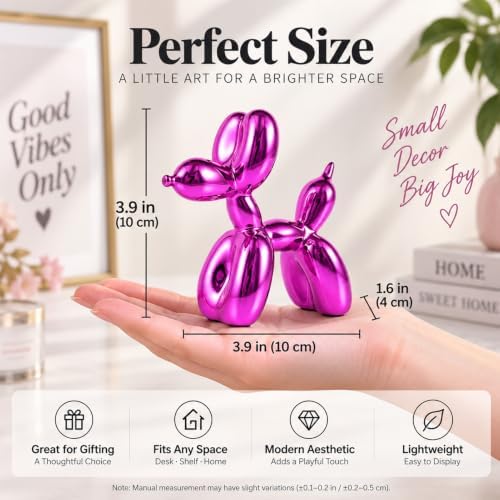 Red Balloon Dog Decor,Balloon Animal Decor,Shelf Decor Preppy Room Decor,Cute Statue Home Decor, Bedroom Modern Sculpture Desk Decor,Office Gold Decorations Small Figurines