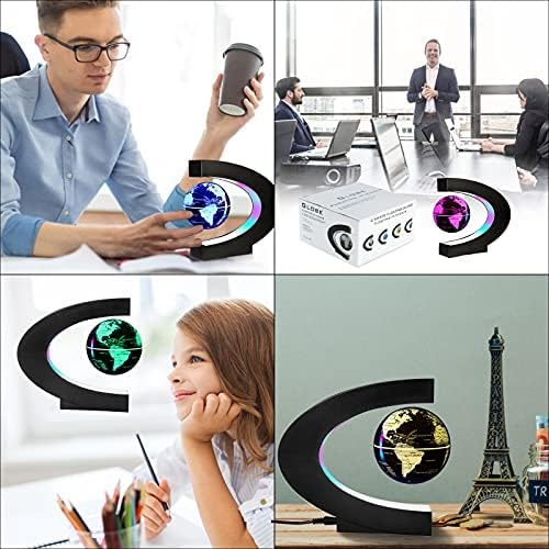 Gresus MultiColor Changing Magnetic Levitation Floating World Map Globe, Floating Globe with LED Lights, Great Fathers Students Teacher Business Boyfriend Birthday Gift for Desk Decoration