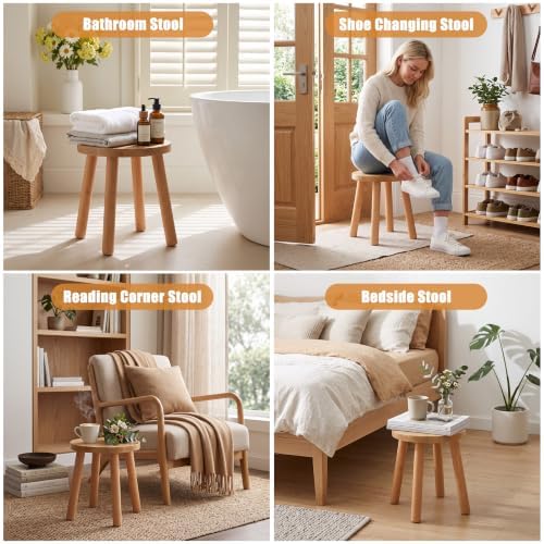 Solid Wooden Stool, Plant Stand,Step Stool,Small Round Stool,Walnut,11.8" H