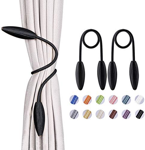 NICEEC 2 Pack DIY Curtain Tiebacks Clips Crystal Decorative Creative Twist Drape Tie Backs European Style Random Modelling Curtain Holdbacks for Home Kitchen Office Window Drapery (Black)