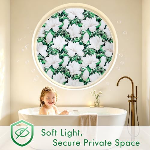 SOMWISE Frosted Window Privacy Film, Decorative Sun Heat Blocking, Anti UV