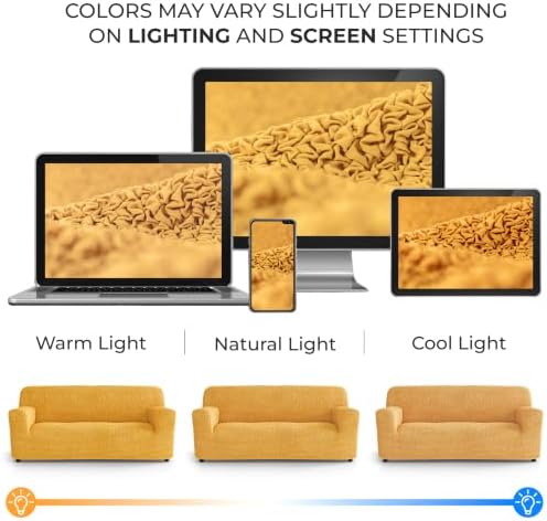 PAULATO Premium Stretch Couch Covers for Sofa - Sofa Chair Cover Washable, Dogs & Pets Friendly - Elastic Polyester Loveseat Slipcovers - Non-Slip Love Seat Couch Covers - Mango (64"-85" Wide)