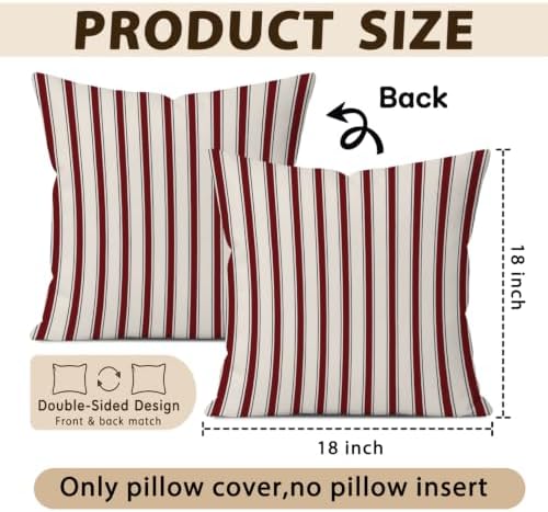 Burgundy Navy Stripe Decor Pillow Cover 18x18