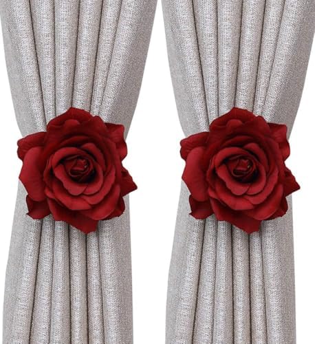 Magnetic Curtain Tiebacks, Rose Flower Tie Backs Rope