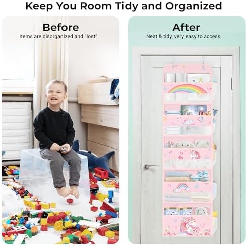 Clastyle Over the Door Organizer Diaper Toy Nursery Hanging Shelf, Unicorn