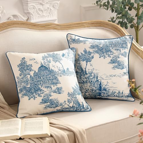 patdrea Designer French Vintage Throw Pillow Cover,18"x18",Set of 2