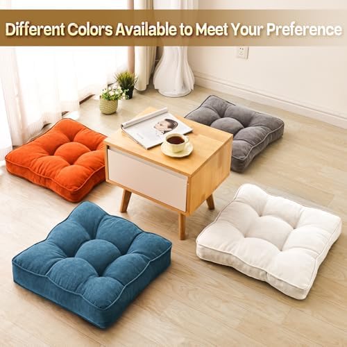 MIDDLE ONE Floor Pillow Set of 2, Memory Foam Cushion 22x22 – Square, Grey
