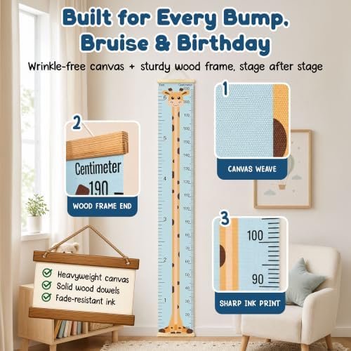 Wall Growth Chart for Kids - Wrinkle-Free Canvas Height Ruler
