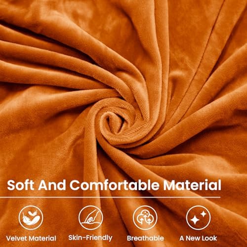 Mid-Century Accent Chair Covers with Cushion Cover Velvet 2 Pieces Upholstered Armchair Slipcovers for Living Room Comfy Sofa Reading Furniture Protector for Apartment Bedroom Office (Orange)