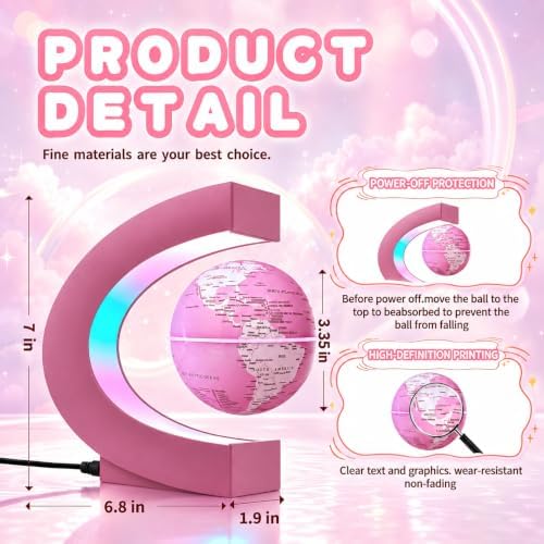Magnetic Levitating Floating Globe Lamp with 7 Colors, Cool Tech Gadgets Gifts for Ladies/Mother/Wife/Girlfriend, Birthday Gifts Desk Decor for Office Home Bookshelf Display