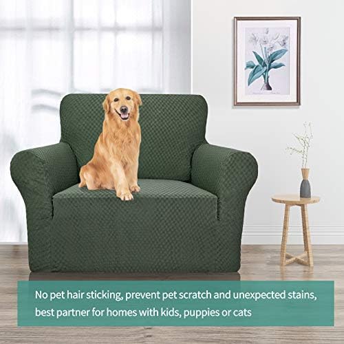 YEMYHOM Couch Cover Latest Jacquard Design High Stretch Sofa Chair Covers for Living Room, Pet Dog Cat Proof Armchair Slipcover Non Slip Magic Elastic Furniture Protector (Small, Army Green)