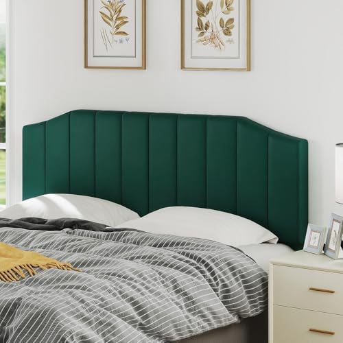 Furpopup Velvet King Size Headboard Only, Wall and Bed Frame Mount, Jade Green