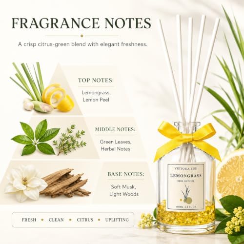 Lemongrass Reed Diffuser, Hotel Scent, 3.34 fl oz