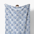 Coquette Bow Floral Blanket, Blue and White Chinoiserie Flower Decorative Throw Blanket for Couch Bed Sofa, Grandmillennial Throw Blankets for Living Room Bedroom Decor, 50x60 Inches