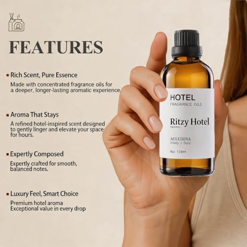 Hotel Essential Oil Collection Waterless Diffuser Oil - Premium Fragrance Oil for Ultrasonic Diffusers and Crafting - 4 Fl Oz