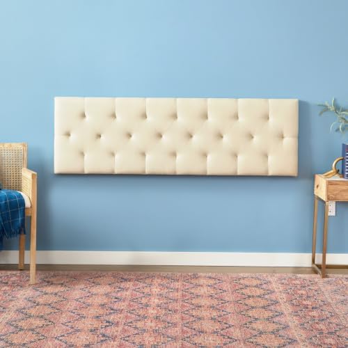 LUCID Mid-Rise Upholstered Headboard, Tufted, Pearl, Full/Full XL Size