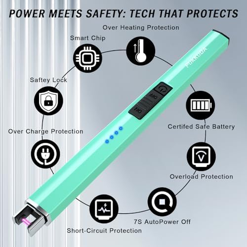 FUKKUDA Electric Candle Lighter, Rechargeable USB Arc Lighter for Candles, Fireplace, Camping BBQ, Christmas Stocking Stuffers, Birthday, Valentines Day and Easter Gifts for Women Men (Tiffany Blue)