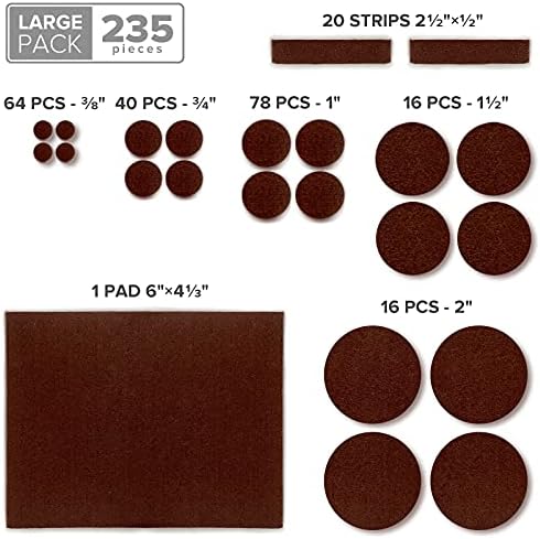 Felt Furniture Pads X-PROTECTOR 235 PCS Premium Furniture Pads - Felt Pads Furniture Feet Best Wood Floor Protectors - Protect Your Hardwood & Laminate Flooring!