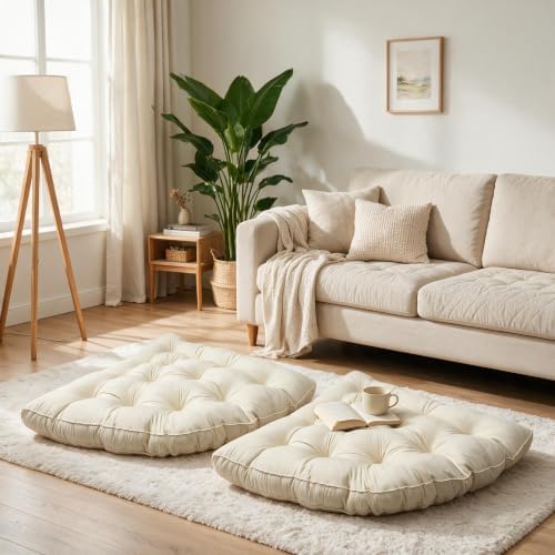 TOPCHANCES Large 4-Inch Thick Floor Cushion for Kids,39" Round Corner Playroom Pillow,Soft Non-Slip Floor Seat for Dorm Room,Bedroom Nooks&Reading Corners