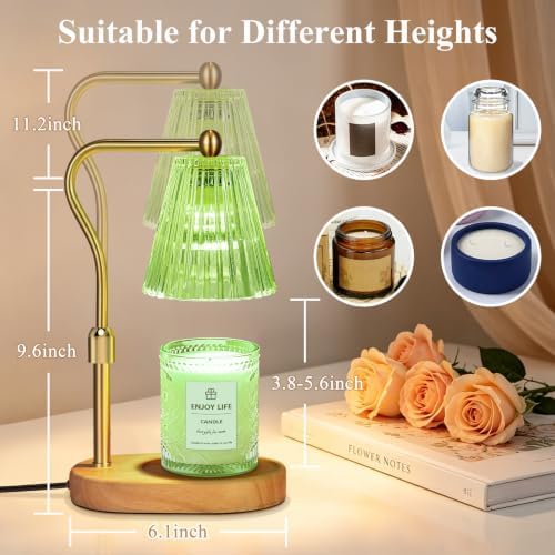 seenlast Green Candle Warmer Lamp with Timer Dimmer Adjustable Height,Birthday Gifts for WomenElectric Wax Warmer Vintage Home Decor for Scented Jar Candles