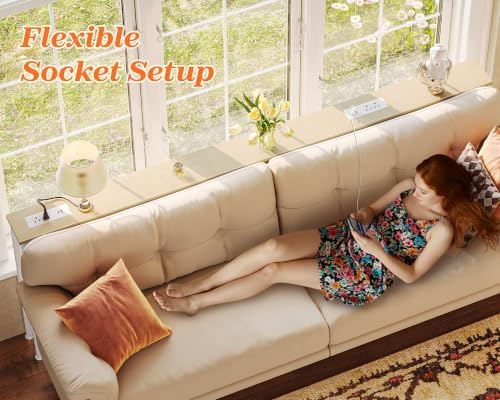 SUPERJARE 79 Inch Sofa Table with 2 Power Outlets and USB-C Ports