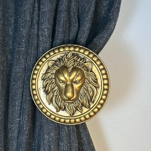 LOPGT Set of 2 Vintage Curtain Holdbacks Wall Mounted with Screws, Gold
