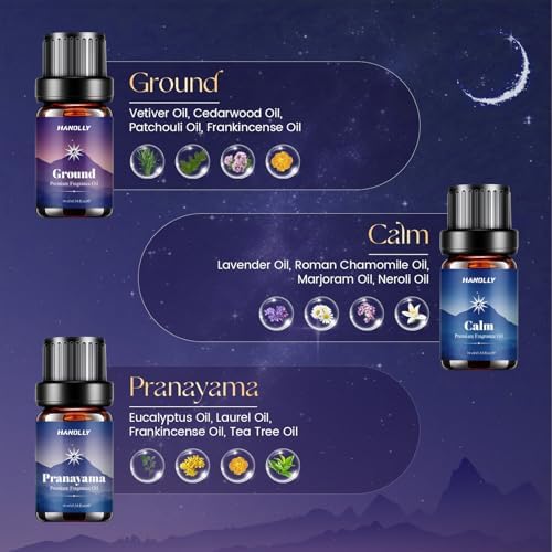 Meditation Essential Oils Set - Top6 Fragrance Oil Aromatherapy Essential Oils Kit for Diffuser, Waterless Diffuser, Candle Making - Ground, Calm, Pranayama, Focus, Release, Integrate Scents