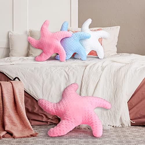 Fumete Starfish Pillow Beach Starfish Shaped Throw Pillows 20'' Stuffed Animal Cute Plush Coastal Decor Ocean Star Pillow Plush Cushion for Bedroom Living Room Sofa Couch(Pink,2 Pcs)