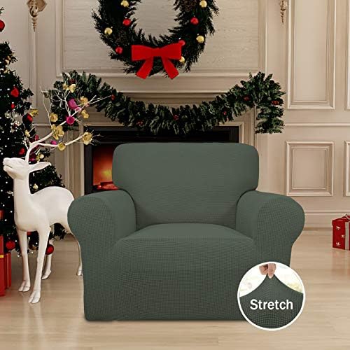 Easy-Going Stretch Chair Slipcover with Arm Washable Olive Green