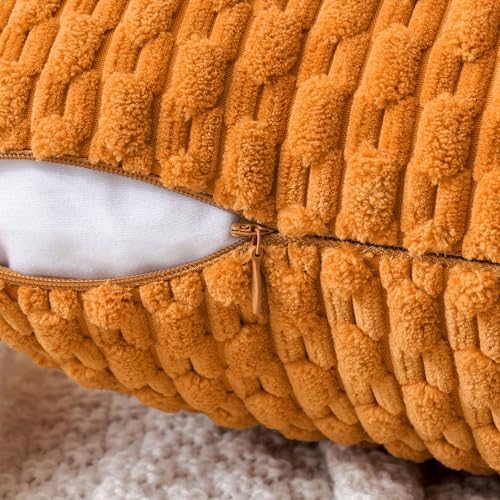 MIULEE Decorative Throw Pillow Covers 20x20 Fall Burnt Textured Corduroy