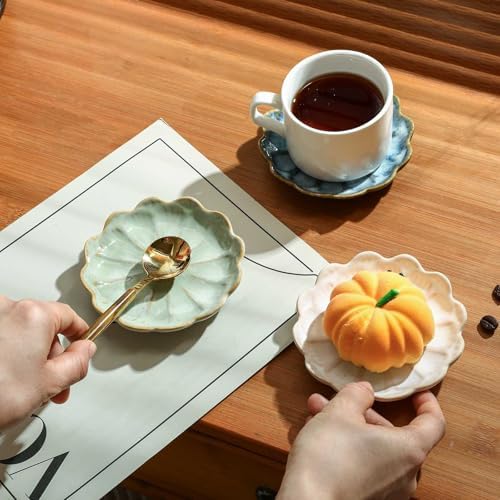 Set of 2 Ceramic Coffee Spoon Rest for Coffee Bar, Cute Cooking Spoon Holder for Stove Top Kitchen Counter, Mint Green