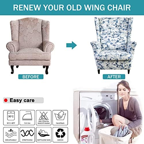 NILUOH Wingback Chair Covers 2-Piece, Armchair Slipcovers for Living Room