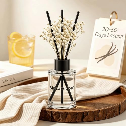 Reed Diffuser, Binca Vidou Vanilla Scent Oil Diffusers Set for Home 3.38oz
