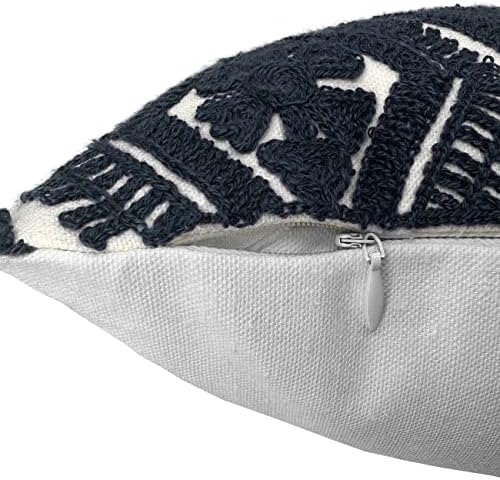 Alysheer Embroidered Decorative Lumbar Throw Pillow Cover 12"x 20",1pc Navy
