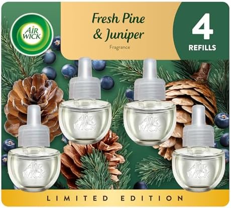 Air Wick Plug in Refills, Fresh Pine & Juniper, Scented Oil, 4ct